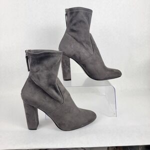 Steve Madden Gray Suede Heeled Boots Size 8